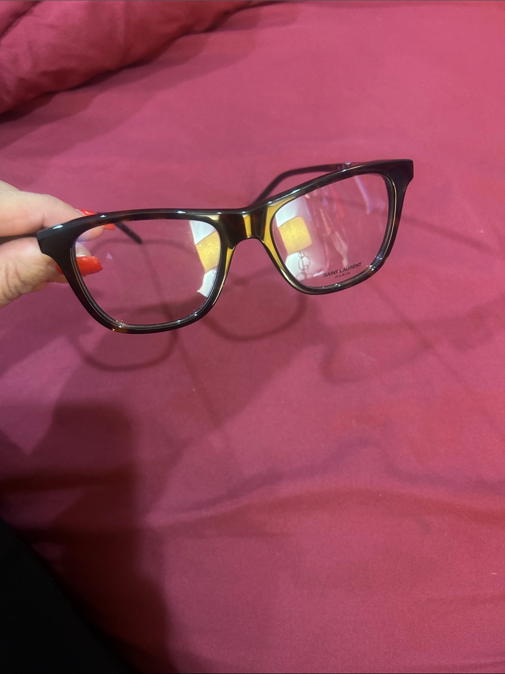 Saint Laurent Men's Tortoiseshell Acetate Eyeglass Frames - Brown/Black